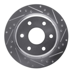 Cadillac Escalade Brake Rotor (1) - Rear Right - R1 Concepts - Drilled & Slotted - Silver - `00-`14